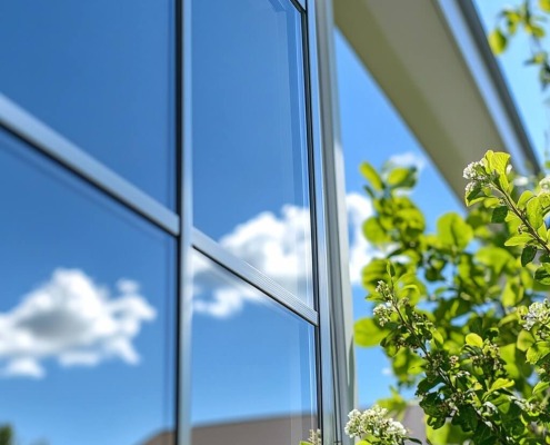 fenster mit himmel reflexion